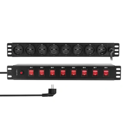 Abbildung von LogiLink PDU8D01 19&quot; Steckdosenleiste 8 Fach, Jede Steckdose einzeln schaltbar, mit Überlastschutz