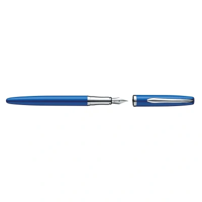 Abbildung von Pelikan Füller Jazz Noble, Saphire (Blau), für Rechtshänder und Linkshänder, eleganter Metall Patronenfüller im Geschenketui, Feder M, 821841