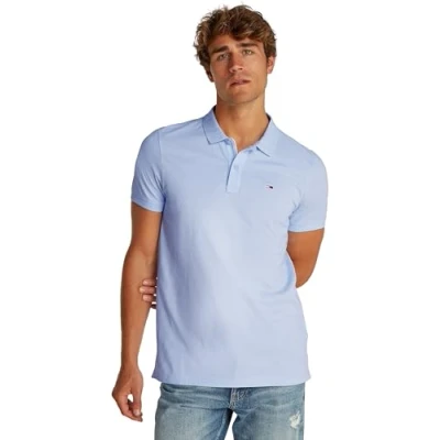 Abbildung von Tommy Jeans Placket Poloshirt, Herren, Größe: 44, Sweet blue