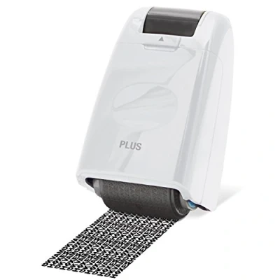 Abbildung von PLUS Japan, Datenschutz Rollstempel Camouflage in Weiß, Textschwärzer, Identitätsschutz, 1er Pack (1 x 1 Rollstempel)