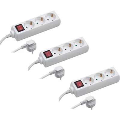 Abbildung von Meister Steckdosenleiste 3 fach 3er Set 1,4 m Kabel weiß mit Schalter IP20 Innenbereich / Steckerleiste Mehrfachsteckdose Tischsteckdose Tido 7430590