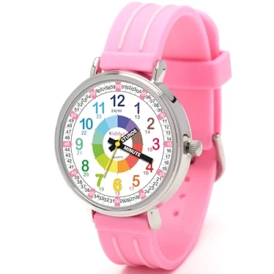 Abbildung von Kiddus Lernuhr für Kinder, Jungen und Mädchen, Analog Kinderuhr, erste Kinderarmbanduhr ab 5 Jahre, Stunde Minute beschriftet