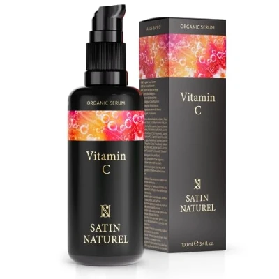Abbildung von Vitamin C Serum Gesicht 100ml Mit Hyaluron + Bio Aloe Vera Gesichtspflege Damen Augenringe entfernen, Pigmentflecken entfernen Strahlen 100% Vegan Skincare Satin Naturel