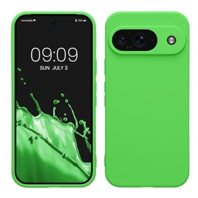 Abbildung von kwmobile Handyhülle kompatibel mit Google Pixel 9 Hülle Handy Case aus weichem Silikon in Limettengrün