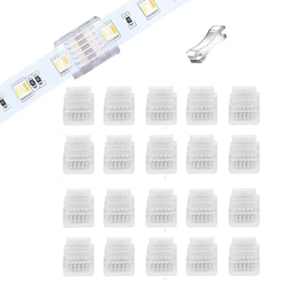 Abbildung von Transparente Schnellverbinder für 6 polige 12mm RGB CCT LED Streifen, universell einsetzbar wasserdichte und nicht 20er Pack