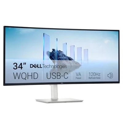 Abbildung von Dell 34 Plus USB C Monitor S3425DW, WQHD (3440x1440), 21:9 Curved, 120Hz, VA, 1ms, AMD FreeSync Premium, HDR10, Höhenverstellbar, Eingebaute Lautsprecher, 2 C, HDMI, USB, 3 Jahre Garantie