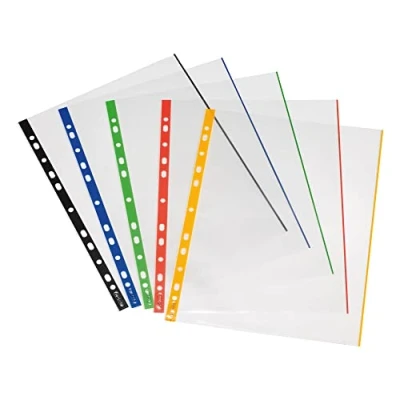 Abbildung von Herlitz 10914414 Prospekthülle A4 glasklar mit farbigem Rand 50er Packung, 0,07 mm