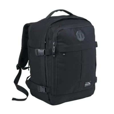Abbildung von Cabin Max Metz Reiserucksack 24L Handgepäck Rucksack 40x30x15 40x30x20 cm Kabinentasche für Flugreisen erweiterbarer Flugzeugrucksack Schwarz