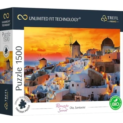 Abbildung von Trefl 26195 1500 Elements, dickster Karton, Bio, ECO, Griechenland, romantischer Sonnenuntergang, Unterhaltung für Erwachsene und Kinder ab 12 Jahren, UFT Puzzle Romantic Sunset: Oia, Santorini
