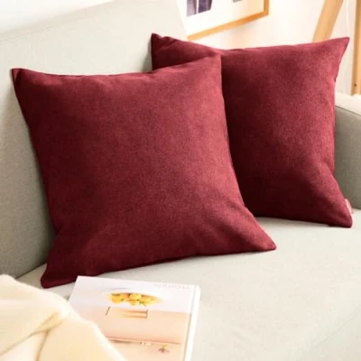 Abbildung von Blumtal 2er Set Kissenbezug 45x45 rot kuschelige Chenille Kissenbezüge mit verstecktem Reißverschluss, Oekotex Zertifizierte Kissenhülle für Deko Kissen Sofakissen Polster &amp; Zierkissen