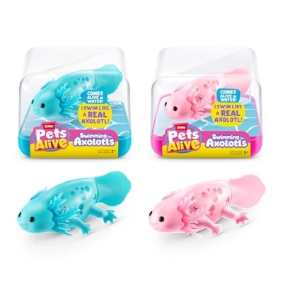 Abbildung von Pets Alive Swimming Axolotls von ZURU (2 Pack), schwimmender Roboter Axolotl, elektronisches Haustier, Sommerspielzeug für den Pool, Badespielzeug.