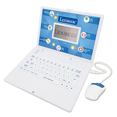 Abbildung von LEXIBOOK JC598i3 Zweisprachiger Lernlaptop mit 124 Aktivitäten zum Lernen, Spielen und Musizieren, blau/weiß (Zweisprachig Deutsch Englisch)