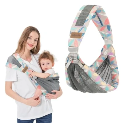Abbildung von IULONEE Tragetuch Baby Babytrage Neugeborene Ab Geburt Verstellbare Auf Einer Schulter Ergonomische Praktische Tragbar Tragegurt Für Babys Von 3 Bis 36 Monaten (Blau)