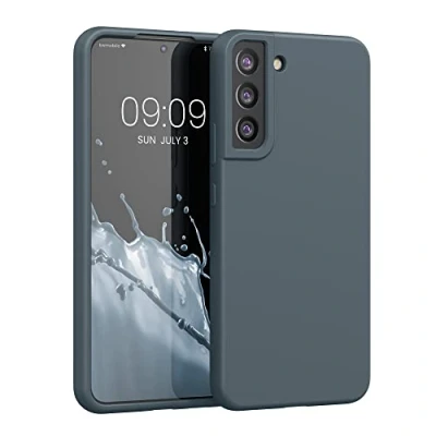 Abbildung von kwmobile Hülle kompatibel mit Samsung Galaxy S22 Plus Silikon Handy Case Handyhülle weiche Oberfläche kabelloses Laden Dunkler Schiefer