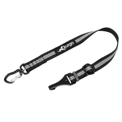 Abbildung von Kurgo Swivel Tether mit ISOFIX Direktverbindung, Auto Sicherheitsgurt für Hunde, Verstellbare Länge von 38 56 cm, Grau/Schwarz