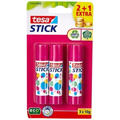 Abbildung von tesa Stick ecoLogo Geruchsneutraler Klebestift für Papier und Pappe Lösungsmittelfrei Umweltschonend 3 x 10 g