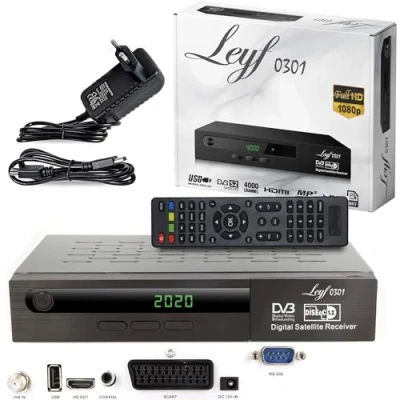 Abbildung von Leyf Satellite Receiver PVR Recording Function Digital (HDTV, DVB S/DVB S2, HDMI, SCART, 2X USB, Full HD 1080p) [Pre Programmed for Astra, Hotbird and Türksat] + HDMI Cable