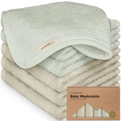 Abbildung von 6 Pack Baby Waschlappen Bio Bambus Weich, Babywaschlappenen für Babys, Kinder, Handtücher, Moltontücher Waschlappen, Handtuch Baby, Gesichtstücher (Stone/Dove)