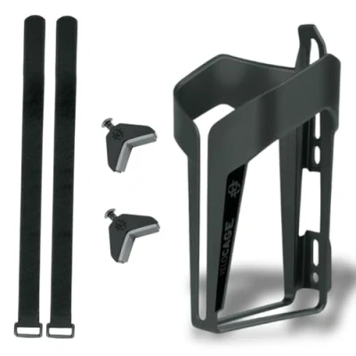 Abbildung von SKS GERMANY ANYWHERE VELOCAGE Flaschenhalter für Fahrräder (Fahrradzubehör mit flexiblem Befestigungssystem Rahmen ohne Bohrungen, gummierte Klettverschlüsse), schwarz