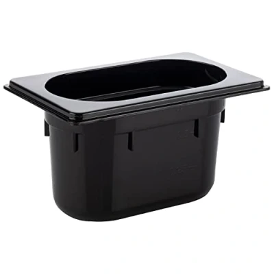 Abbildung von APS 82081 GN 1/9 Behälter, Gastronormbehälter aus Polycarbonat, Abmessungen 176 x 108 mm/Höhe 100 mm/Volumen 1 Liter, schwarz