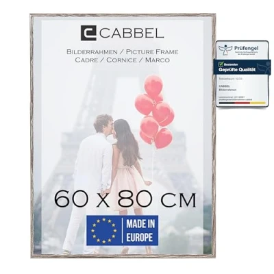 Abbildung von CABBEL 1x Bilderrahmen 60x80 cm Eiche Dunkel Rahmen 1 Pack Dokumentenrahmen, Collage, Poster MDF Holz Posterrahmen Acrylglas Picture Frame, Puzzlerahmen, Bilder, Fotorahmen zum Aufhängen