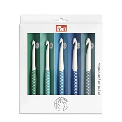 Abbildung von Prym 218441 Wollhäkelnadel Set 7,0 mm 12,0 mm, prym.ergonomics, Kunststoff, ergonomischer Griff