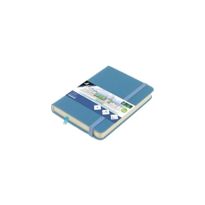 Abbildung von Skizzenbuch Kangaro A6 Sky Blue PU Hardcover 80 Blatt 140 Gramm cremefarbenes Papier mit Gummiband und Band
