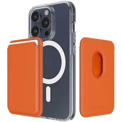 Abbildung von Sinjimoru Magnetic Wallet für Handy, Premium Vegan Leder Telefon Brieftasche MagSafe 3 Karten Halter Kompatibel mit iPhone 16 Plus Pro Max 15 14 13 12 Serie. M Viica Clementine