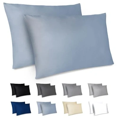 Abbildung von Dreamzie Kissenbezug 50x70 2er Set Kopfkissenbezug Blau mit Reißverschluss aus Mikrofaser Weich, cm Pillow Cover