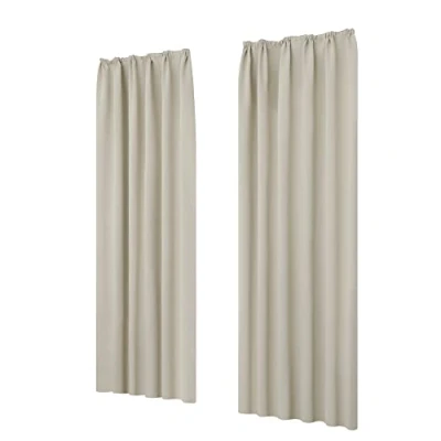 Abbildung von Deconovo Verdunkelungsvorhang Blickdichte Gardine Vorhänge Thermovorhang mit Kräuselband, 290x140 cm(HöhexBreite), Creme, 2er Set