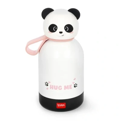 Abbildung von Legami Hot&amp;Cold BFF Kinder Wasserflasche, Panda Motiv, doppellagig aus 18/8 Edelstahl mit luftdichtem Verschluss, hält 12 h heiß und 24 kalt, Fassungsvermögen 310 ml