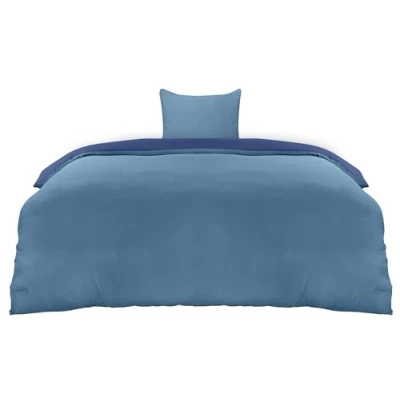 Abbildung von Utopia Bedding Bettwäsche 135x200 Set Mikrofaser Bettbezug cm + 1 Kissenbezug 80x80 Marineblau/Hellblau