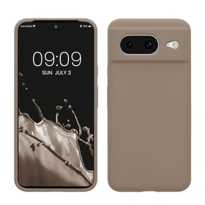 Abbildung von kwmobile Hülle kompatibel mit Google Pixel 8 Silikon Handy Case Handyhülle weiche Oberfläche kabelloses Laden Taupe