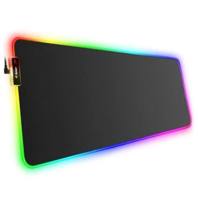 Abbildung von Hcman RGB Gaming Mauspad XXL 800x300mm Mousepad mit Rutschfester Gummibasis, 7 LED Farben, 10 Beleuchtungs Modi Mouse Pad für Computer PC Professionelle Gamer(Schwarz)
