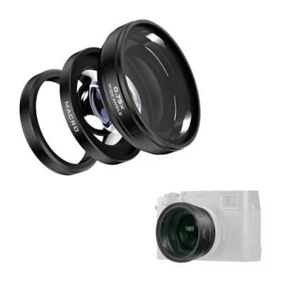 Abbildung von Freewell 2 in 1 Weitwinkel &amp; Makro Objektiv kompatibel mit Fuji X100VI/X100V Vielseitiges Design, verbesserte Vergrößerung (schwarz)