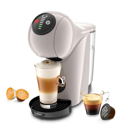 Abbildung von Krups Nescafé Dolce Gusto Genio S Kaffeekapselmaschine, abnehmbarer Wassertank 0,8 Liter, heiße und kalte Getränke, 1500 Watt, 15 bar Pumpendruck, Eco Modus, besonders kompakt, Taupe, KP243AF0