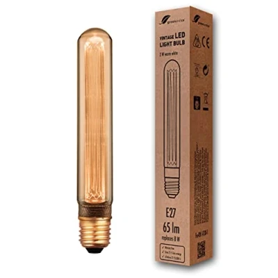 Abbildung von greenandco Vintage Design LED Birne zur Stimmungsbeleuchtung E27 T30 gold 2W 65lm 1800K extra warmweiß 320 230V flimmerfrei nicht dimmbar Edison Glühbirne