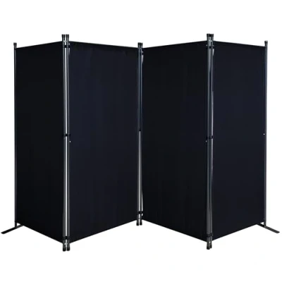 Abbildung von QUICK STAR Paravent 4 Teilig 165 x 220 cm Stoff Raumteiler Trennwand Balkon Sichtschutz Stellwand Faltbar Blau