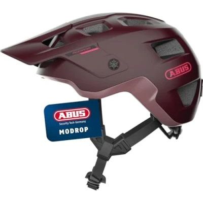 Abbildung von ABUS MTB Helm MoDrop robuster Fahrradhelm mit guter Belüftung für Mountainbiker individuelle Passform Unisex Dunkelrot, Größe M