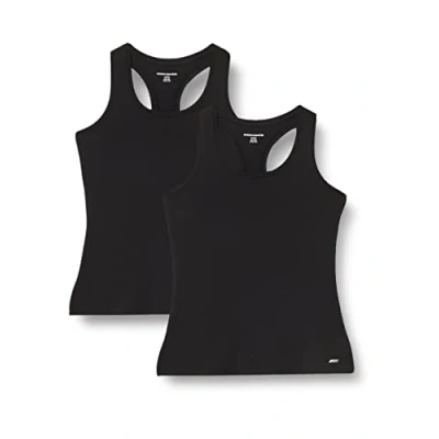 Abbildung von Amazon Essentials Damen Active Quick Dry Tech Stretch Racerback Tanktop (in Übergröße erhältlich), 2er Pack, Schwarz, M