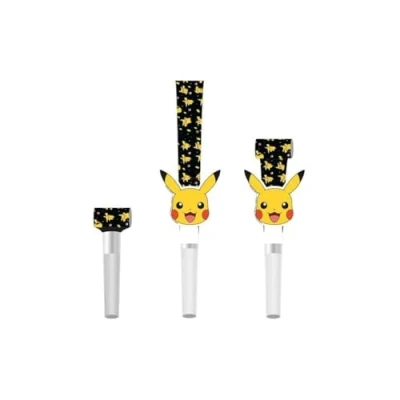 Abbildung von amscan 9917122 Offiziell lizenzierte Pokémon Kindergeburtstagsparty Blowouts Pikachu Noisemakers 8 Stück, Mehrfarbig