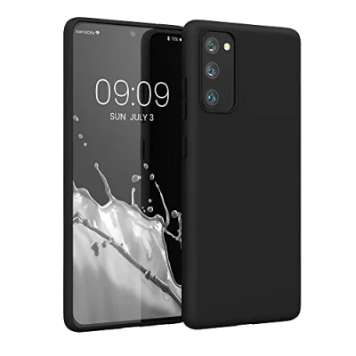 Abbildung von kwmobile Hülle kompatibel mit Samsung Galaxy S20 FE weiches TPU Silikon Case Cover geeignet für kabelloses Laden Schwarz matt