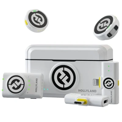 Abbildung von Hollyland Lark M2 Wireless Lavalier Mikrofon (2TX+3RX) für Kamera, iPhone, Android, PC, 48kHz/24 bit Hi Fi Audio 40H Dauer 300m Reichweite, ENC Antischall Ansteckmikrofon kabellos Vlog Weiß