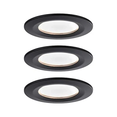 Abbildung von Paulmann 94474 Nova LED Einbauleuchte Coin 3er Set rund starr 3x6,5W Warmweiß 3 Stufen dimmbar Einbaustrahler Schwarz matt Spot Alu Einbaulampe 2700K