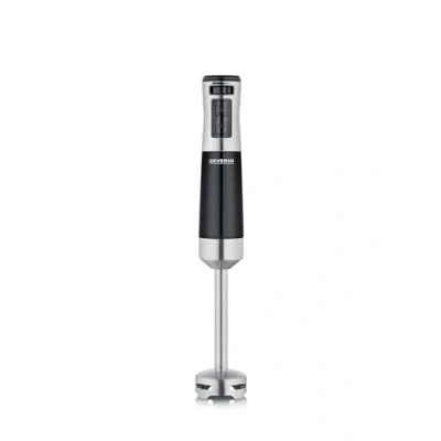 Abbildung von SEVERIN Stabmixer zum Pürieren und Zerkleinern, Mixstab mit stufenloser Geschwindigkeitseinstellung, abnehmbarer Pürierstab, 600 W, schwarz / Edelstahl gebürstet, SM 3771