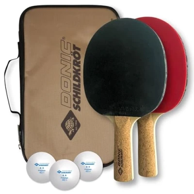 Abbildung von Donic Schildkröt Tischtennis Set Persson 500, 2 Schläger mit angenehmen Korkgriff, 3 Bälle in sehr guter 2* Qualität, wertige Tasche, komplette Ausstattung, 788490