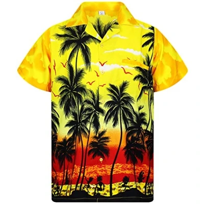 Abbildung von V.H.O. Funky Hawaii Hemd, Herren, Kurzarm, Beach, Gelb, M