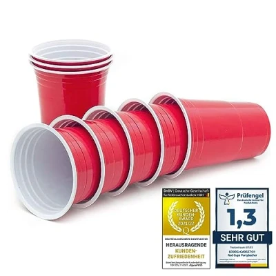 Abbildung von GOODS+GADGETS 50 Mehrweg Becher 473 ml; Wiederverwendbare Getränkebecher Trinkbecher für Getränke (16 oz) (50 Stück)