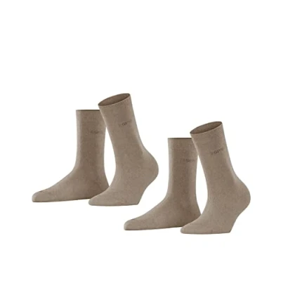 Abbildung von ESPRIT Damen Socken Uni 2 Pack W SO Baumwolle einfarbig Paar, Braun (Nutmeg Melange 5410), 35 38