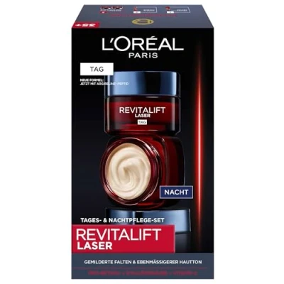 Abbildung von L&#039;Oréal Paris Gesichtspflege Set, Anti Aging Tagespflege und Nachtpflege Mit 3 fach Wirkung, Pro Retinol, Hyaluron Vitamin C, Revitalift Laser X3, 2 x 50 ml